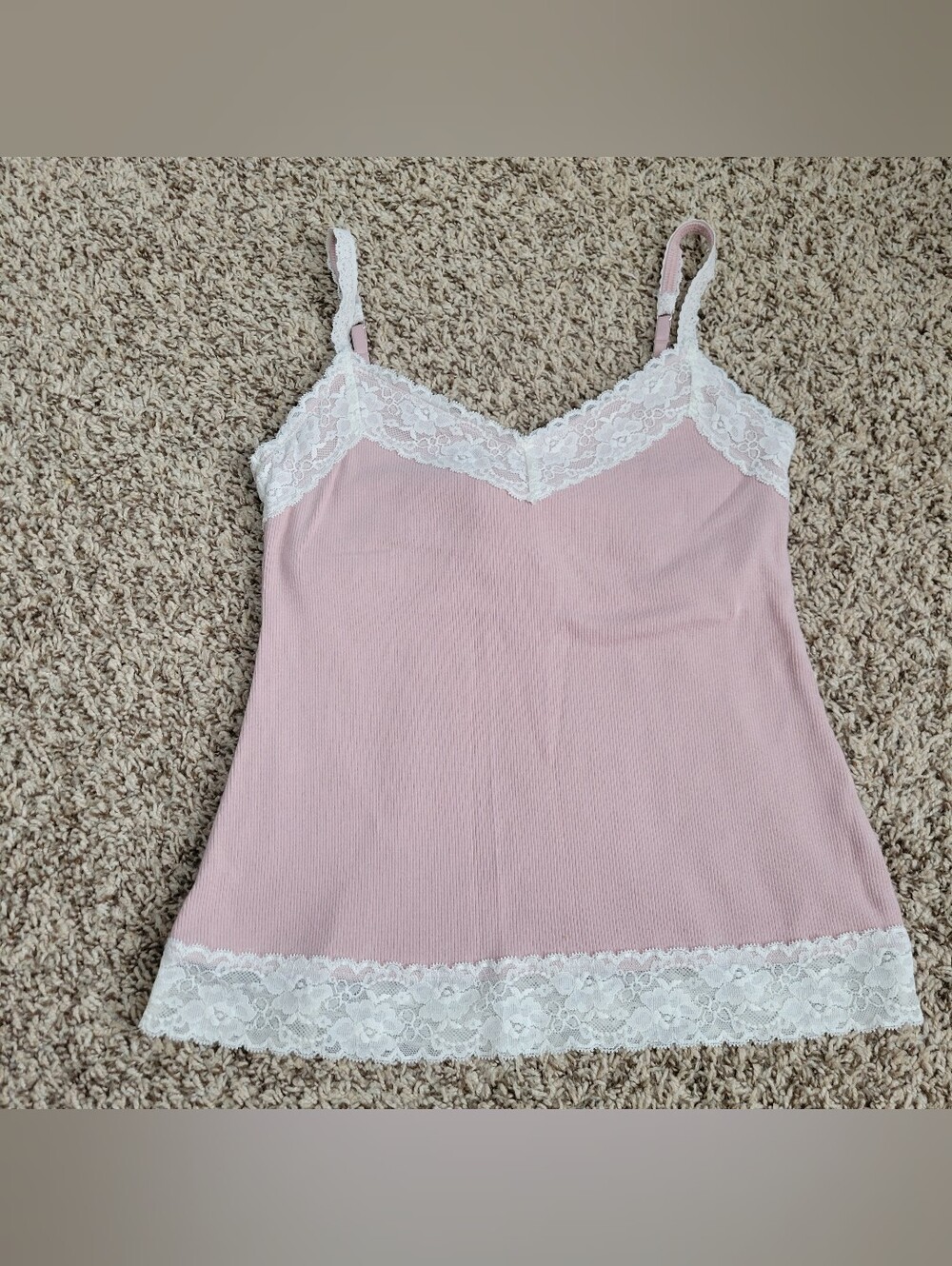 Abercrombie & Fitch Archive Collection Lace Trim Cami Tank Top Pink Ivory Small